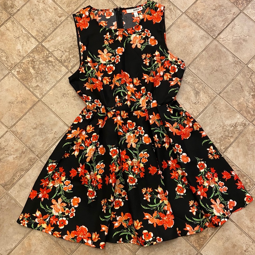 Derek Heart Black Floral Dress Large